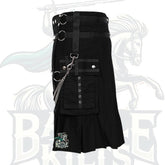 Modern Black Gothic Kilt with Chains – Stylish Alternative Utility Kilt
